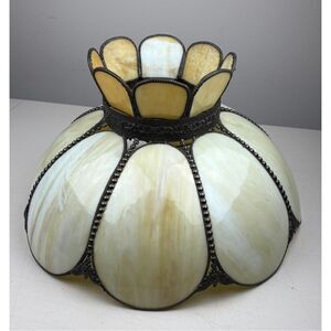 Vintage Gramercy Park Tiffany Style Tulip Slag Stained Glass Hanging Lampshade